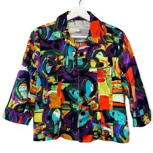 Toni Morgan Vintage Colorful Abstract Print Lightweight Jacket Size Petite Small